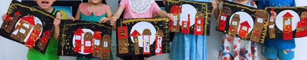 幼儿园美工区村庄拼贴画图片