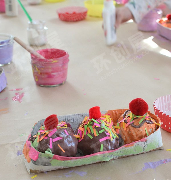 幼儿园角色区娃娃家自制3d冰激凌图片