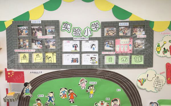 幼儿园绿色系我要上小学主题墙图片