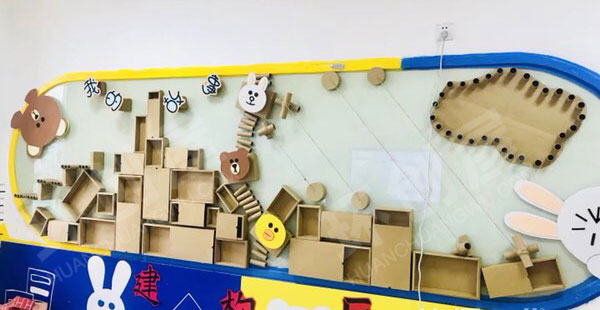 幼儿园纸管纸盒特色卡通主题墙图片