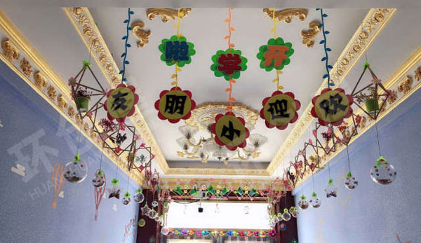 幼儿园废物利用竹筷麻绳吊饰图片