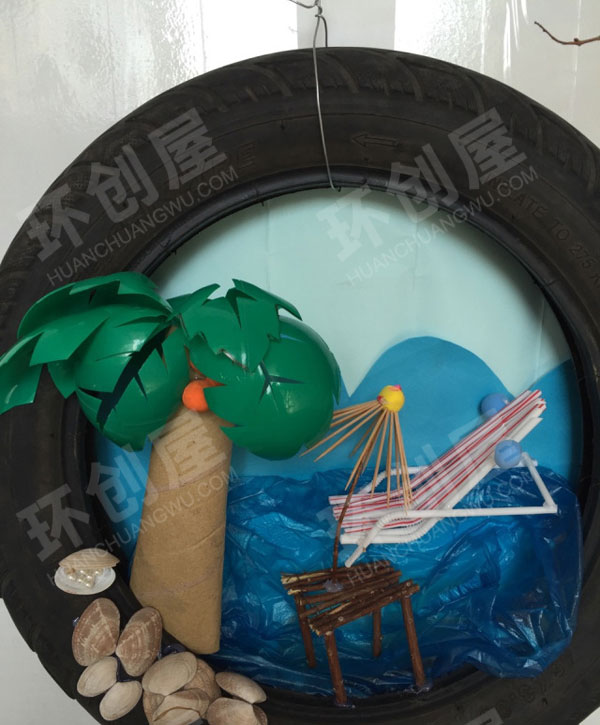 幼儿园走廊墙面废物利用手工挂饰图片