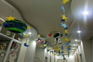 幼儿园走廊海绵纸星空世界吊饰图片4张