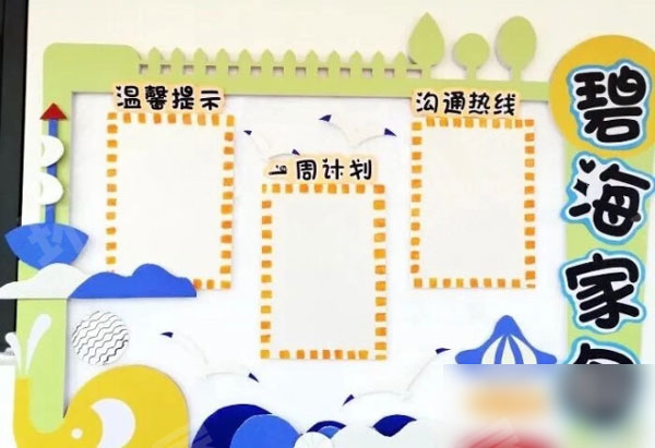幼儿园碧海家园联系栏环创图片