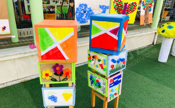 幼儿园户外各种创意绘画作品展示图片