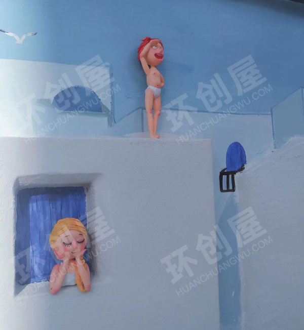 幼儿园户外沙池环境墙绘与粘土图片