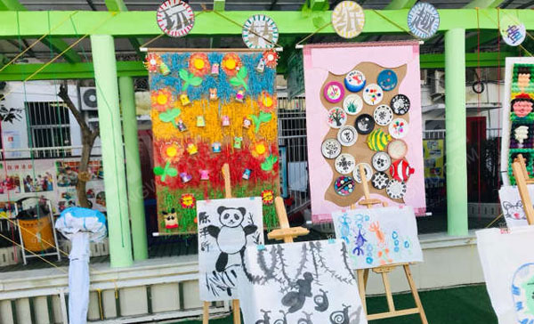 幼儿园户外各种创意绘画作品展示图片