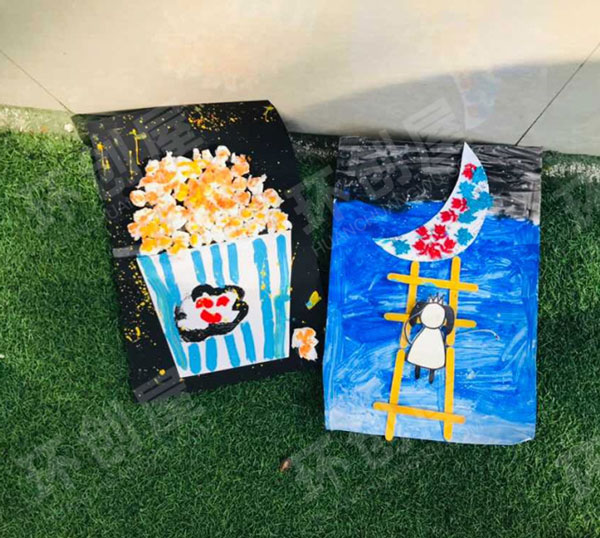 幼儿园户外各种创意绘画作品展示图片