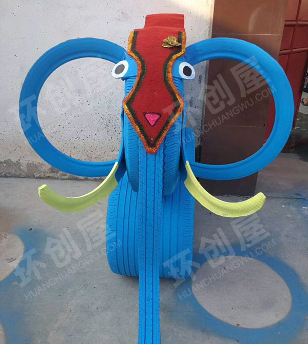 幼儿园户外轮胎做的一批可爱小动物图片