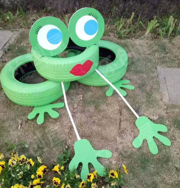 幼儿园户外轮胎做的一批可爱小动物图片