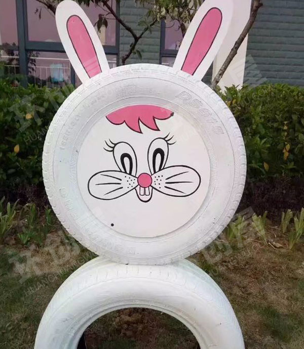 幼儿园户外轮胎做的一批可爱小动物图片