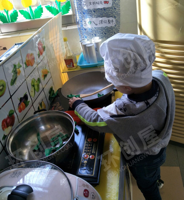 幼儿园角色游戏废物利用烧烤店图片