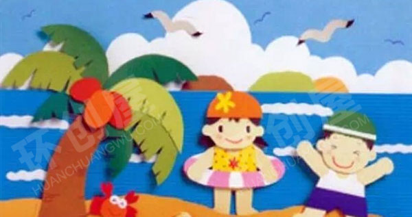 幼儿园海洋风主题墙我在海边图片