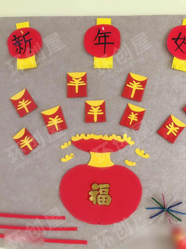幼儿园新年到财神到主题墙图片