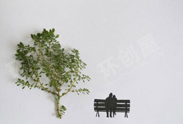 幼儿园简约清新的叶子贴画墙面布置图片