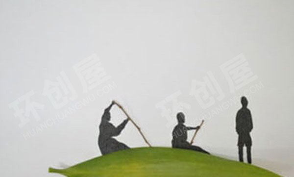 幼儿园简约清新的叶子贴画墙面布置图片