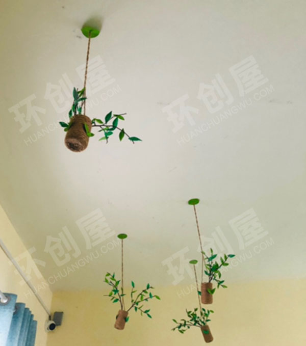 幼儿园棉麻线绳松果吊挂饰图片