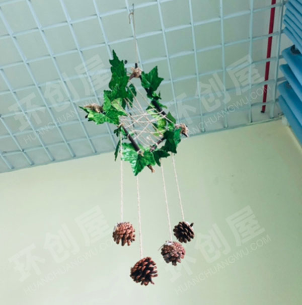 幼儿园棉麻线绳松果吊挂饰图片
