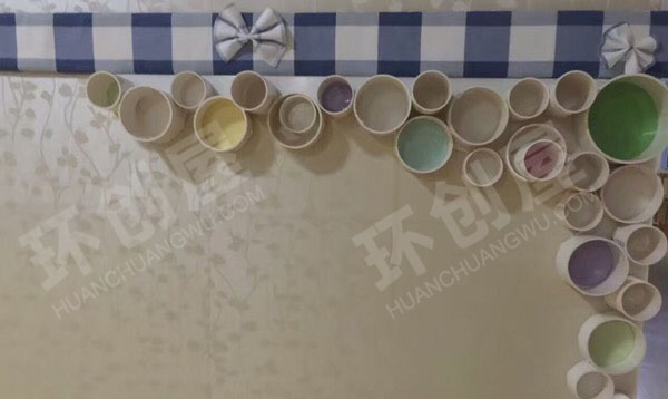 幼儿园原木风废物利用走廊墙面装饰图片