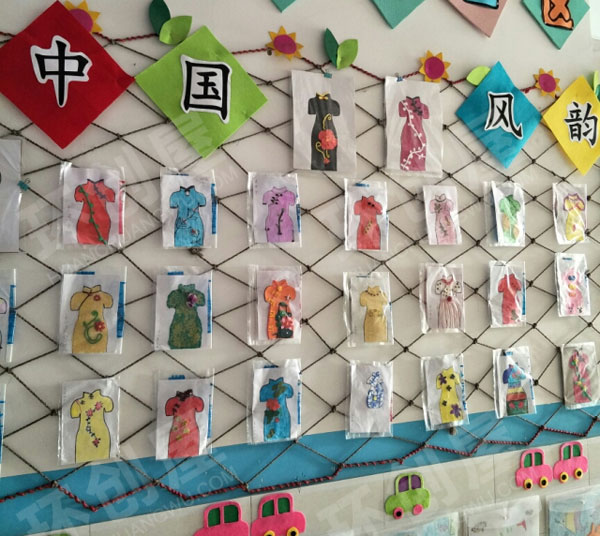 幼儿园中国风旗袍韵作品展示图片