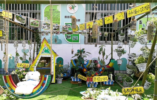 幼儿园户外环创废物利用种植微景观图片
