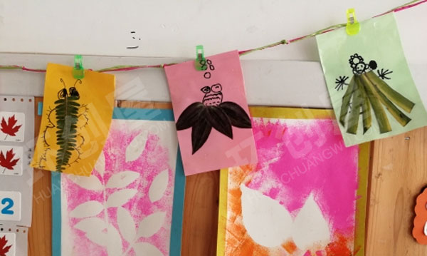 幼儿园美工区秋天的叶子创意画图片