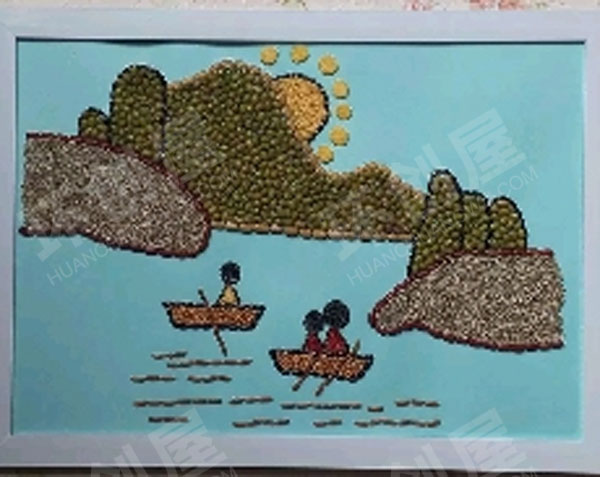 幼儿园美工区五谷杂粮豆子种子粘贴画图片