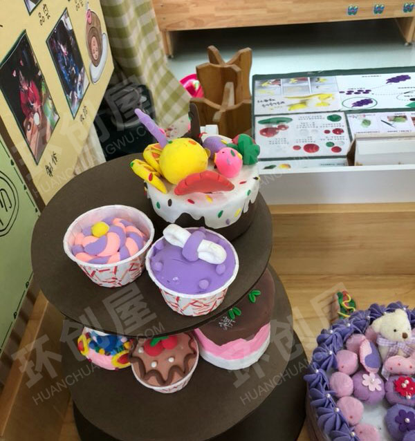 幼儿园角色区蛋糕店粘土制作图片
