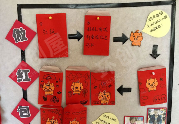 幼儿园红红的新年主题墙图片