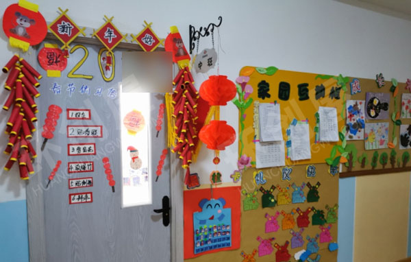 幼儿园过新年喜庆门窗环创图片