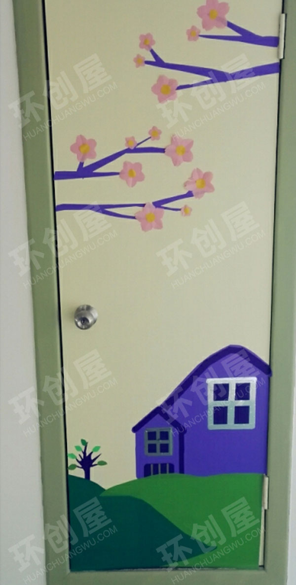 幼儿园冬转春卡通门窗环创图片