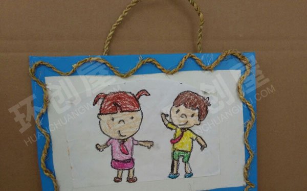 幼儿园棉麻线绳稻草艺术品作品展示图片