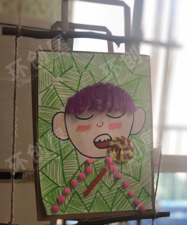 幼儿园纸袋特色小隔断作品展示图片