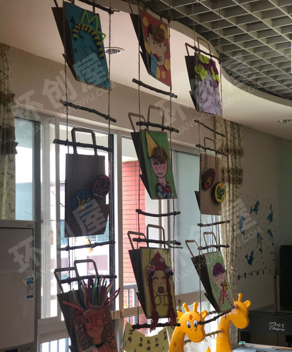 幼儿园纸袋特色小隔断作品展示图片