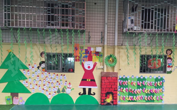 幼儿园户外教室墙面布置圣诞节主题图片