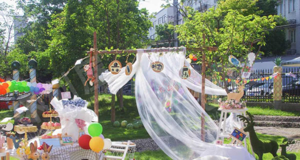 幼儿园户外集体生日会环境布置图片
