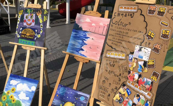 幼儿园户外画展布置图片