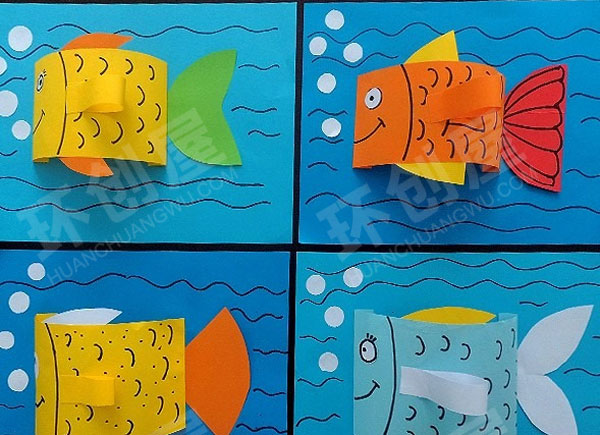 幼儿园美工区创意小鱼剪贴画图片