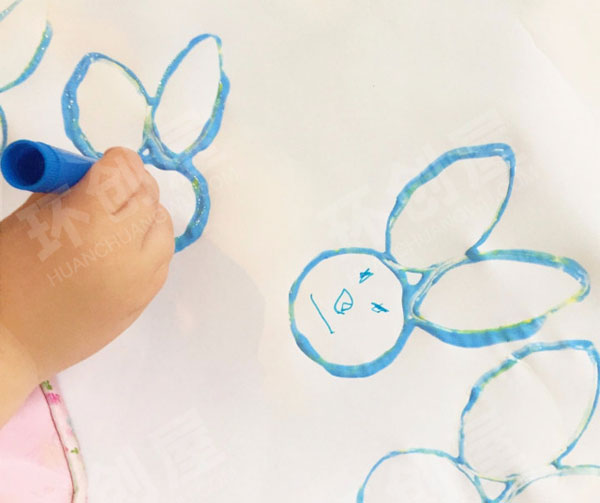 幼儿园美工区卷纸芯印画可爱的小兔兔图片