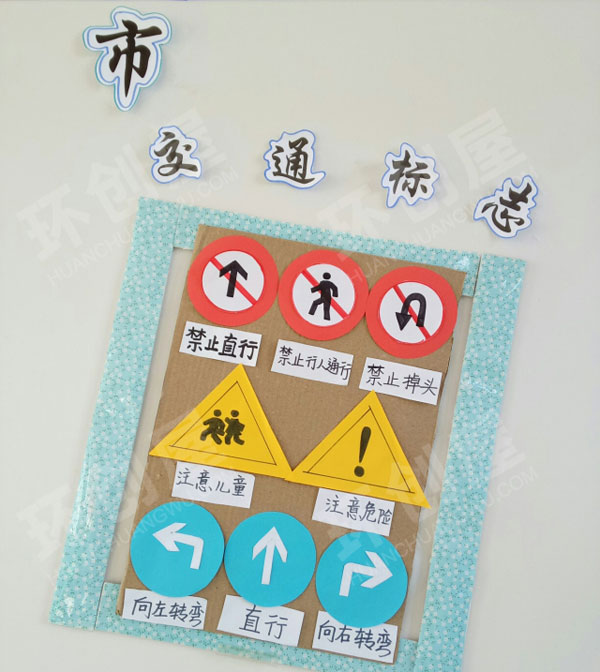幼儿园我们的城市交通标志主题墙图片