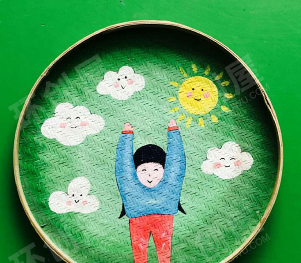 幼儿园墙面布置竹筛彩绘创意装饰图片