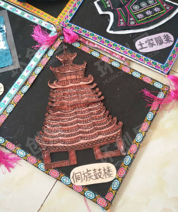 幼儿园墙面布置纯手工自制民族特色吊饰图片