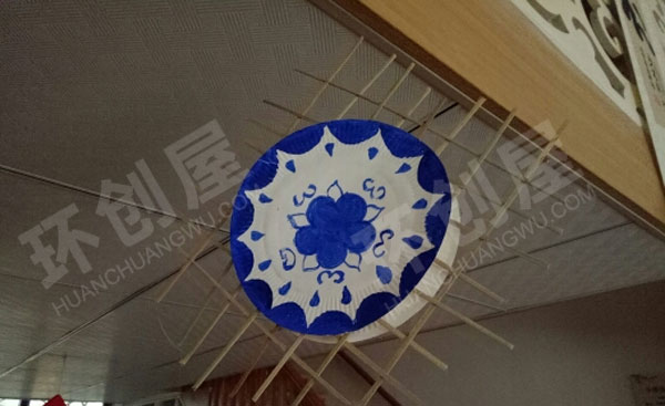幼儿园中国风用竹签和纸盘做的吊饰图片