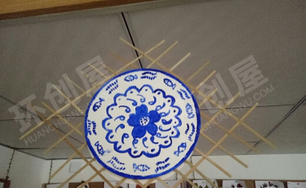 幼儿园中国风用竹签和纸盘做的吊饰图片