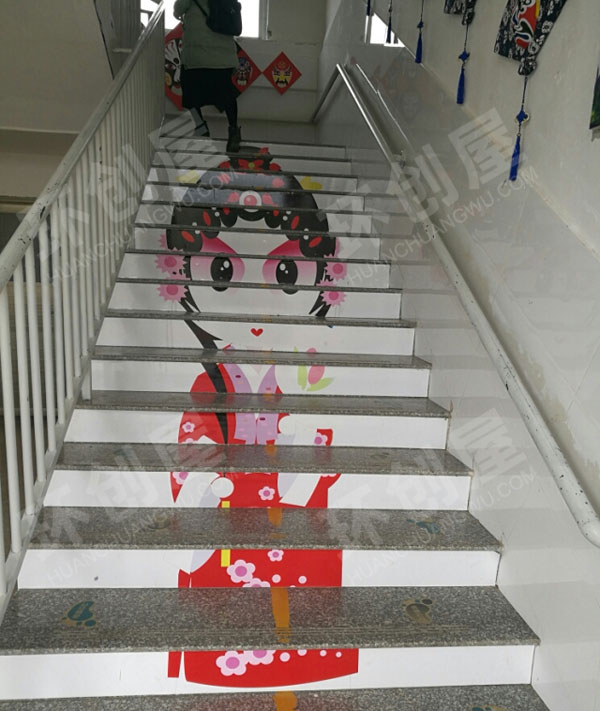幼儿园走廊楼梯墙面中国风图片