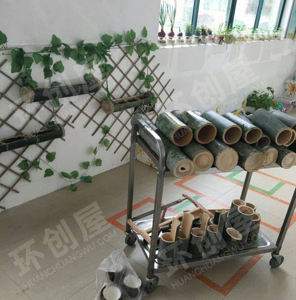 幼儿园走廊植物角竹林小清新图片