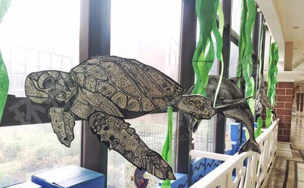 幼儿园走廊动物世界素描图片