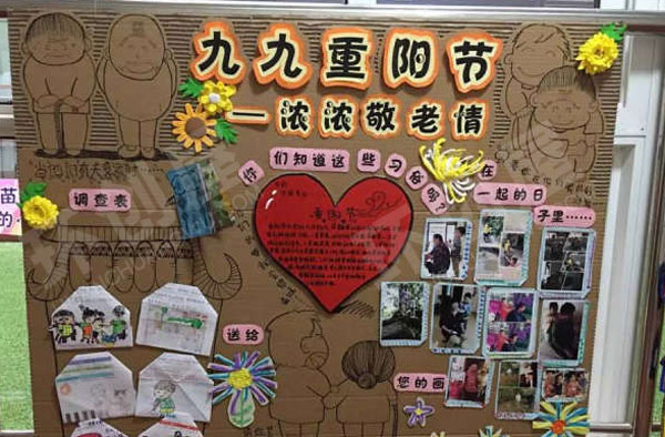 幼儿园重阳节展板作品展示图片