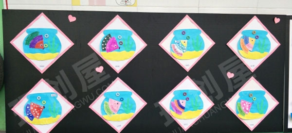 幼儿园户外墙面作品各种各样的鱼图片