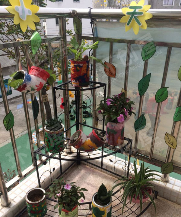 幼儿园户外废物利用植物角图片